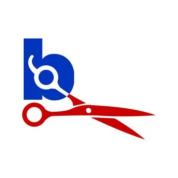 Letter B Barber Scissors Logo Stock Illustration
