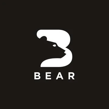 Letter B for bear logo icon vector template on black background Stock Illustration