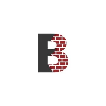 Letter B with Brick Wall logo vector design building company Stock Illustration
