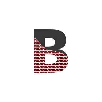 Letter B with Brick Wall logo vector design building company Stock Illustration
