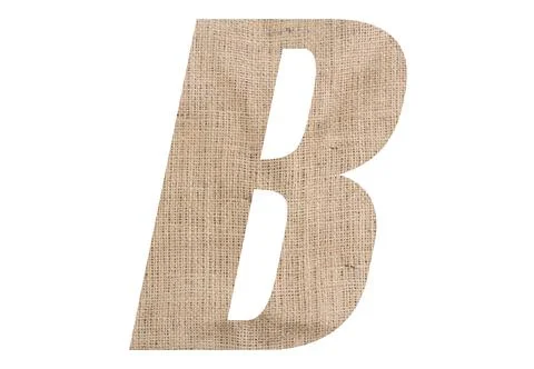 Letter B with burlap texture on white background Stock Illustration
