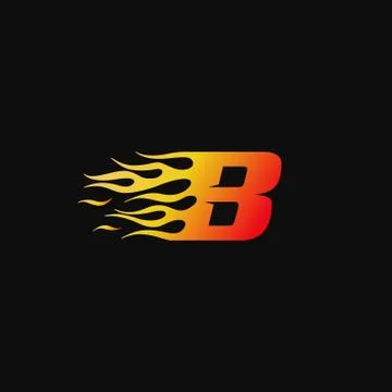 Letter B Burning flame logo design template 스톡 일러스트