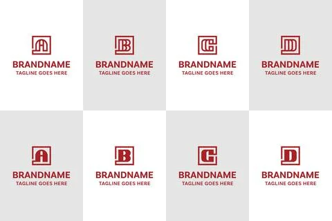 Letter A B C D Square Corporate Logo Set, symbolizing stability, profession.. Stock Illustration