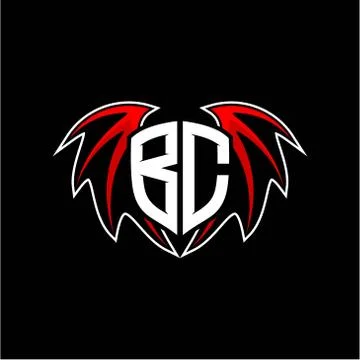 Letter B C initial vector logo template with a minimalist dragon wing style Stock Illustration