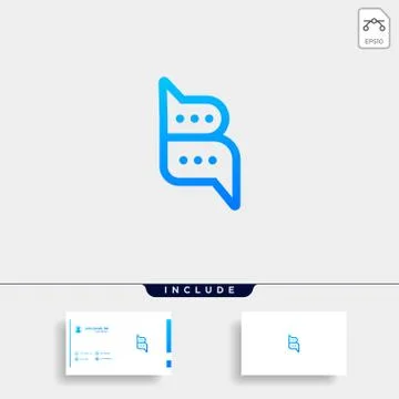 Letter B Chat Talk Logo Template Vector Design Stock Illustration