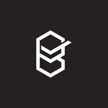 Letter b check mark hexagonal simple geometric logo vector Stock Illustration