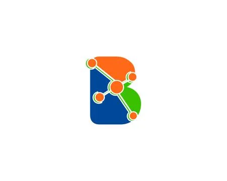 Letter B Connected Circle Network Logo Design Element Illustration