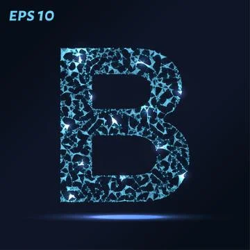 The letter B consists of points, lines and triangles. Vector illustration. 스톡 일러스트