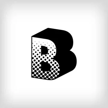 Letter B with creative shadow, pop art dot design alphabet sign. Stock Illustration