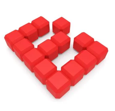 Letter b cubic red Stock Illustration