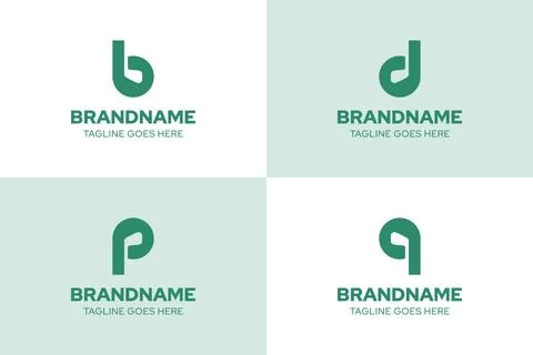 Letter B D P Q Golf Simple Logo Set, symbolizing precision, focus, and refi.. Stock Illustration