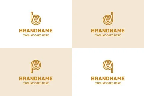 Letter B D P Q Pizza Line Logo Set, symbolizing flavor, creativity, and mod.. Stock Illustration