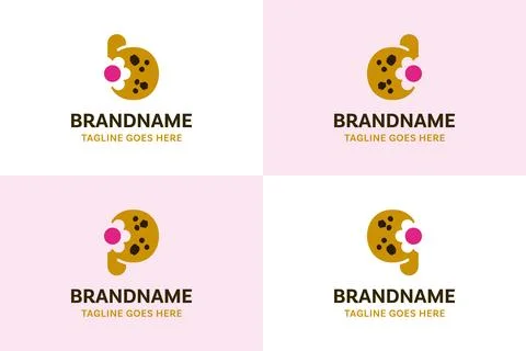 Letter B D P Q Cookie Flower Logo, symbolizing sweetness, creativity, warmt.. Ilustración de archivo