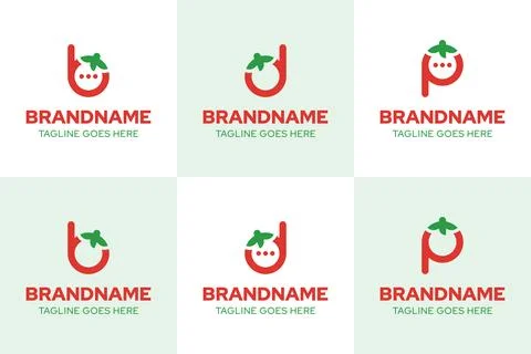 Letter B D P Tomato Chat Logo Set, symbolizing fresh communication, creativ.. 스톡 일러스트