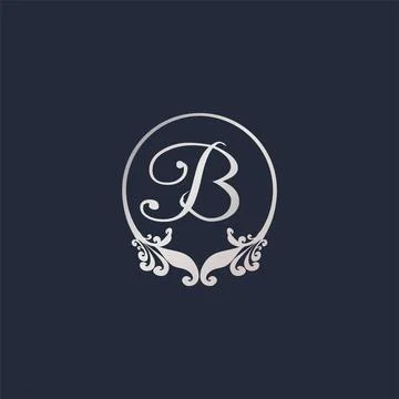 Letter B Decorative Crown Ring Alphabet Logo isolated on Navy Blue Backgrou.. Stock Illustration