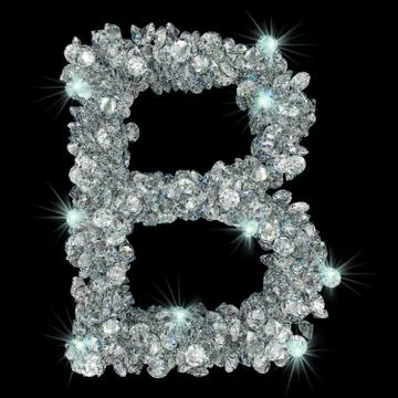 Letter B from diamonds. 3D rendering Stock Illustration
