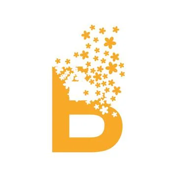 The letter B dissolves into a cloud of flowers Stock Illustration