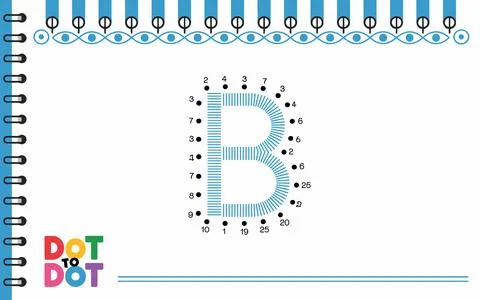 Letter B dot to dot activity with notebook binding Stock Illustration
