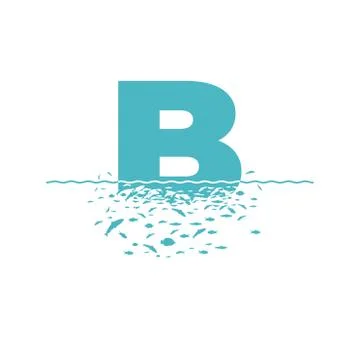 Letter B with the effect of destruction. Dispersion. Fishes Stock Illustration