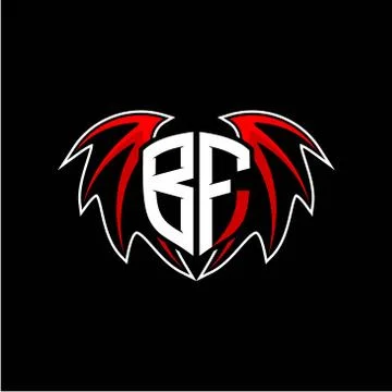 Letter B F initial vector logo template with a minimalist dragon wing style Stock Illustration