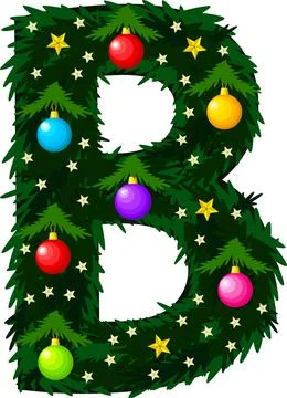 The letter B. The font is made in the form of a Christmas tree. Stock Illustration