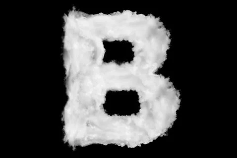 Letter B font shape element made of cloud on black Stock Illustration