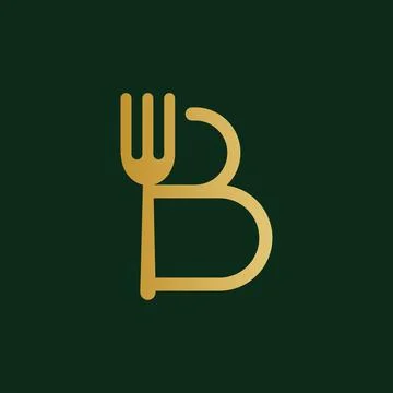 Letter B with fork symbol logo for kitchen sign Stock Illustration