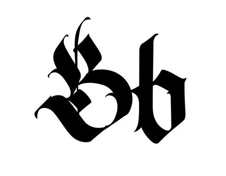 Letter B, in the Gothic style. Vector. Alphabet. The symbol is isolated on a Stock Illustration