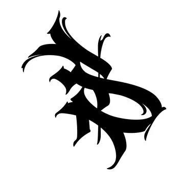 Letter B in graffiti and gothic style. Vector. Graffiti, tag and medieval lat Stock Illustration