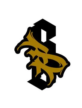 Letter B in graffiti and gothic style. Vector. Graffiti, tag and medieval lat Stock Illustration