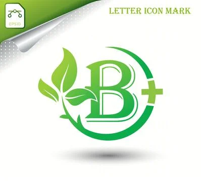 Letter B with green leaf vector template Stock Illustration