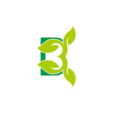 Letter b green tree leaf curves simple logo vector 스톡 일러스트