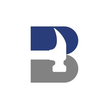 Letter B Hammer Initial Logo Template Stock Illustration