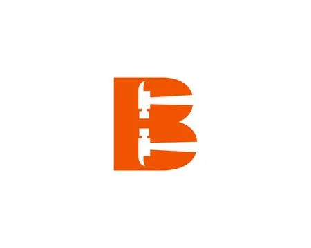 Letter B Hammer Logo Design For Construction, Manufacture, And Repairing Stock Illustration