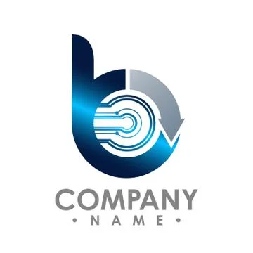 Letter B icon. Technology Smart logo, computer and data related business, hi- Stock Illustration