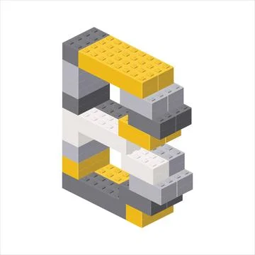 Letter B in isometric view assembled from plastic blocks. Vector Stock-Illustration