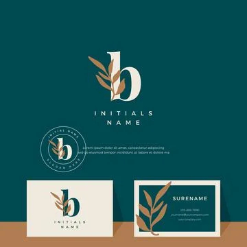 Letter B with leaf Beauty vector logo design of initial wedding, fashion, bou Stock Illustration