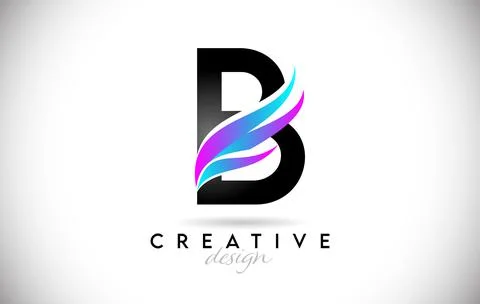 Letter B Logo with creative gradient swooshes.Creative elegant letter B with  Stock Illustration