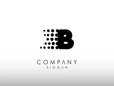 Letter B logo with dots effect vector black color Illustration