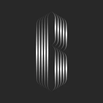 Letter B logo elegant monogram Gothic style, metallic gradient stripes from s Stock Illustration
