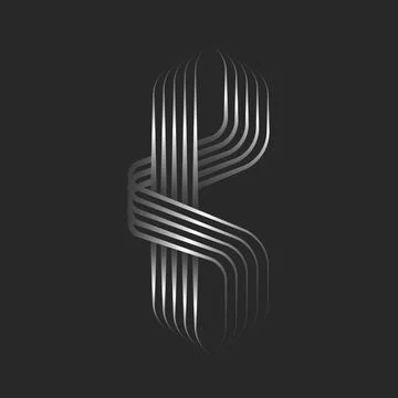 Letter B logo initial monogram silver parallel thin lines with 3d effect, met 스톡 일러스트