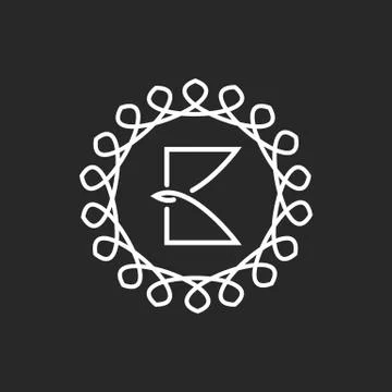 Letter B logo line frame monogram, elegant black and white mockup for busines Stock Illustration