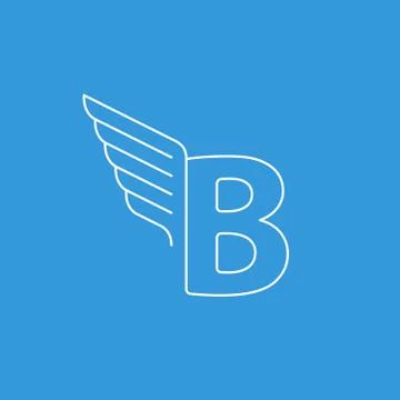 Letter B logo with wings in thin lines イラスト素材