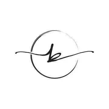 Letter B lowercase handwriting wiith circle brush Stock Illustration