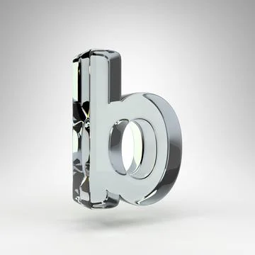 Letter B lowercase on white background. Camera lens transparent glass 3D letter Stock Illustration
