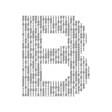Letter B made from binary code digits. Technology background 库存插图