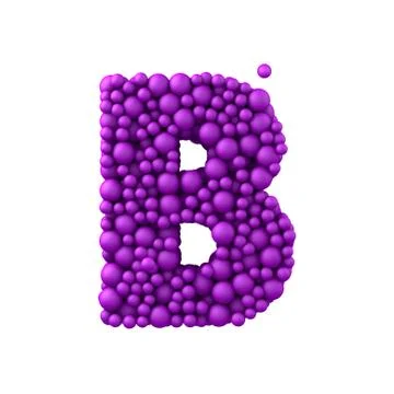 Letter B made of plastic beads, purple bubbles, isolated on white, 3d render Stock Illustration