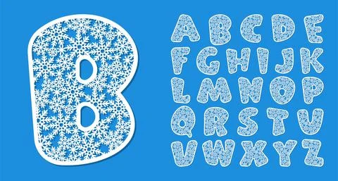 Letter B made from snowflakes.  Stock Illustration