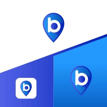 Letter B With Map Pointer icon or logo design template elements Stock Illustration