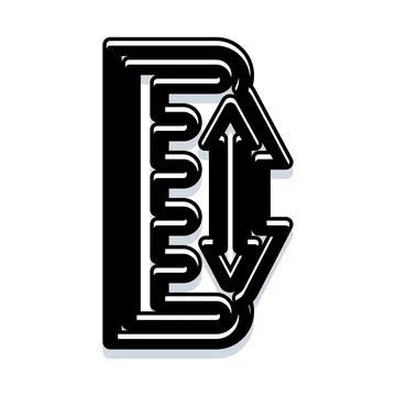 Letter b measuring arrows black white symbol Stock Illustration
